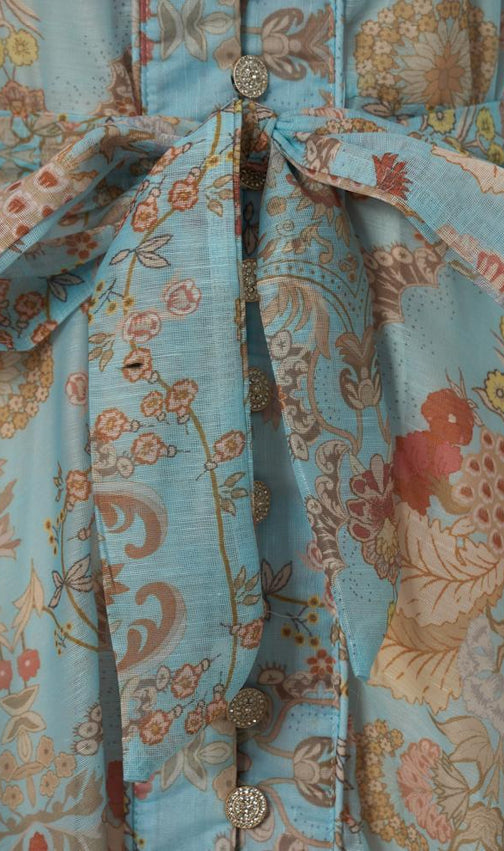 Karyn Bohemian Chic Printed Maxi Dress - Long Sleeve Button-Front for Women