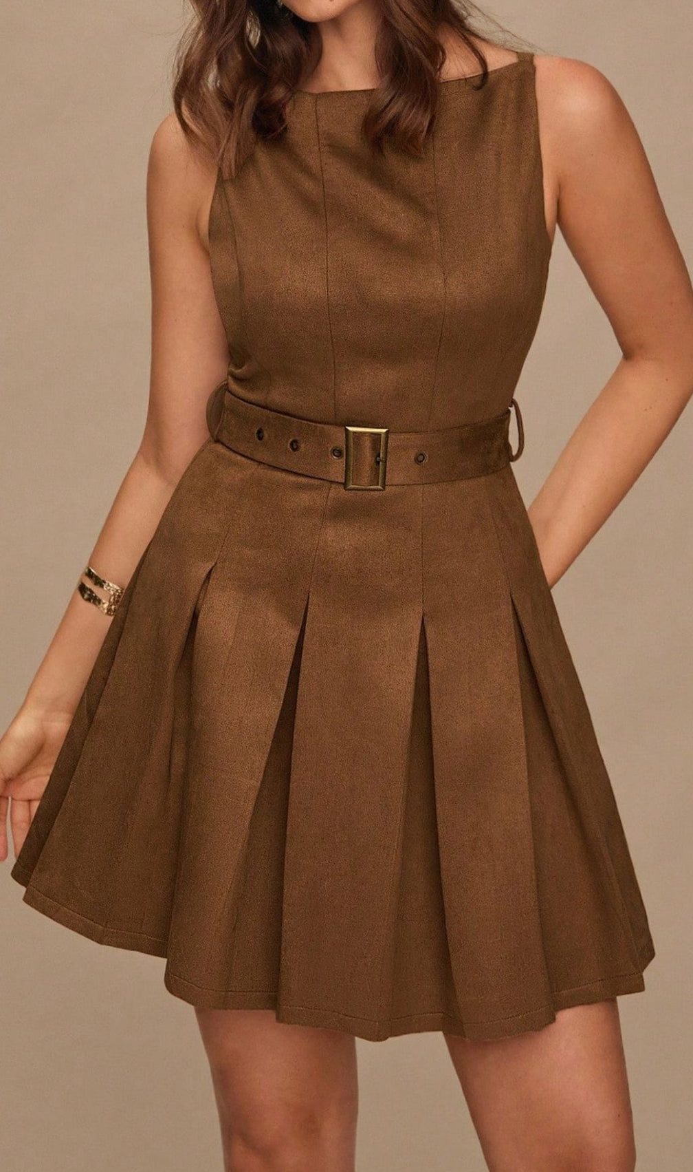 Lanica Sleeveless Pleated Mini Dress