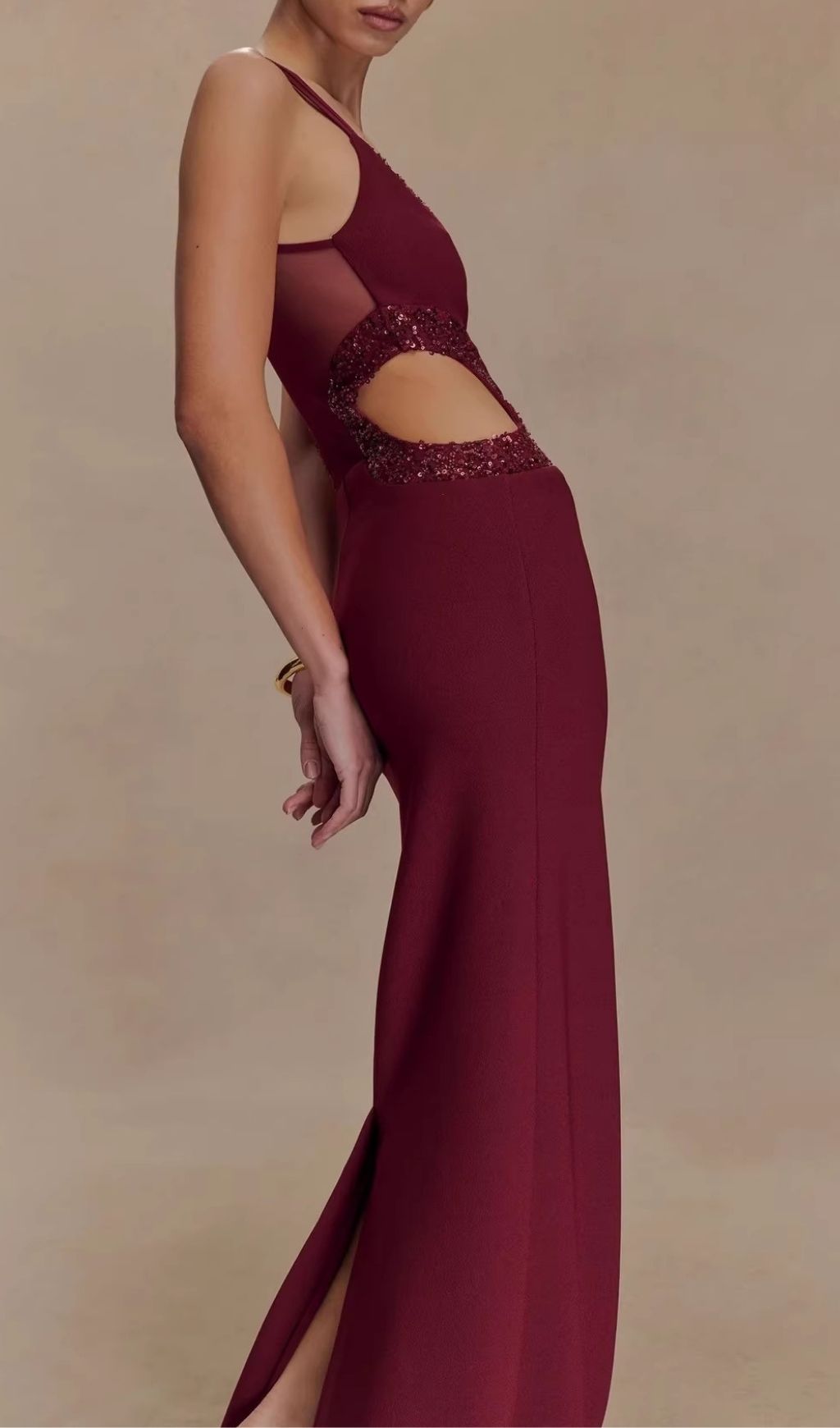 Celerina Sequin Cutout Maxi Gown | Daring Glamour Evening Dress