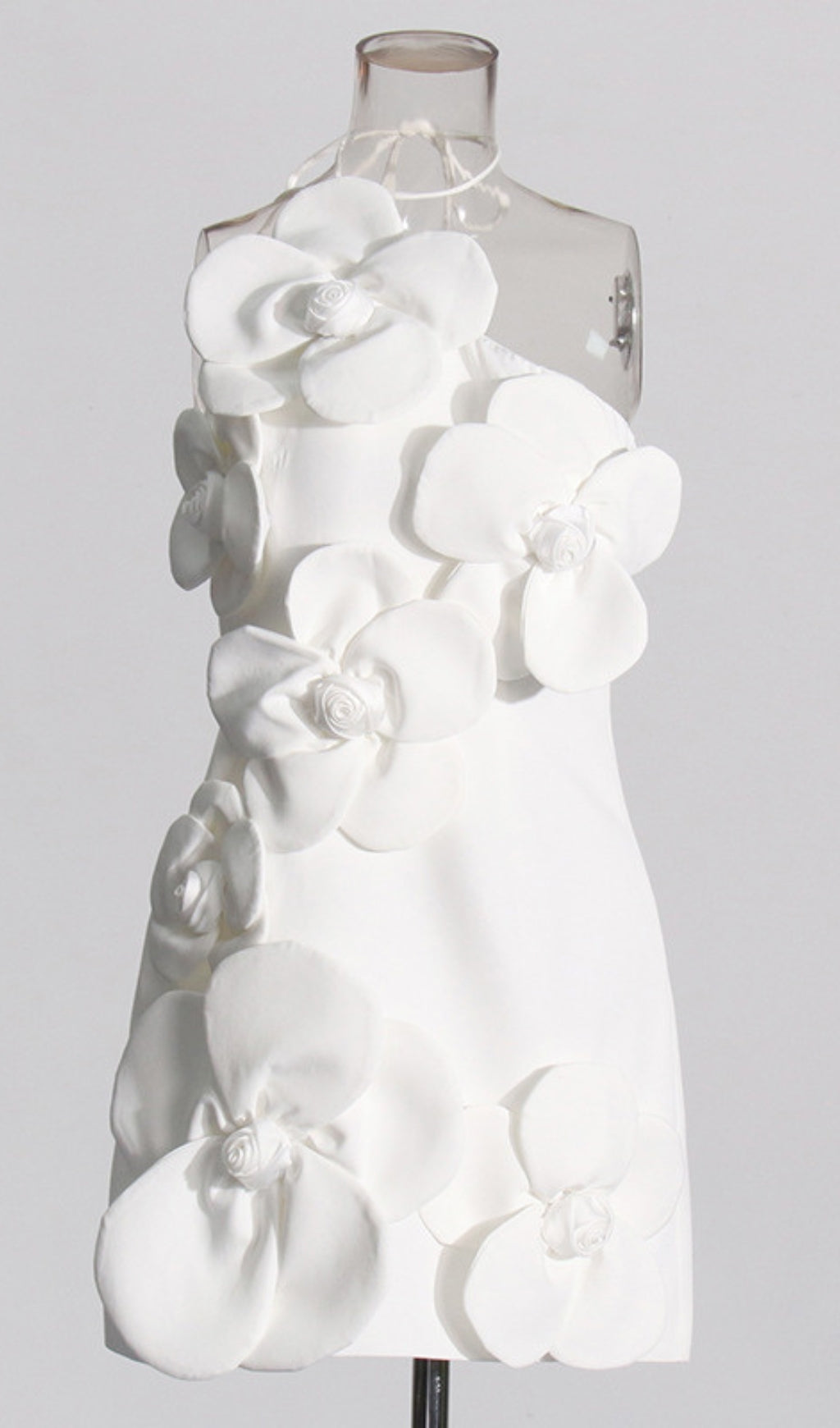 Benji White 3D-Flower Mini Dress
