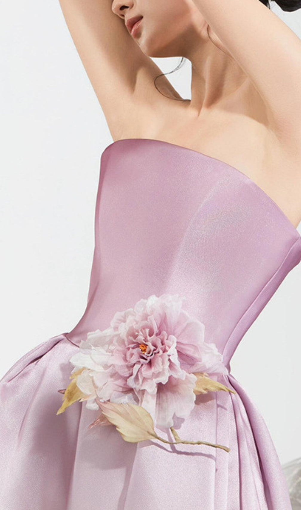 Biddy Pink Strapless Flower Gown