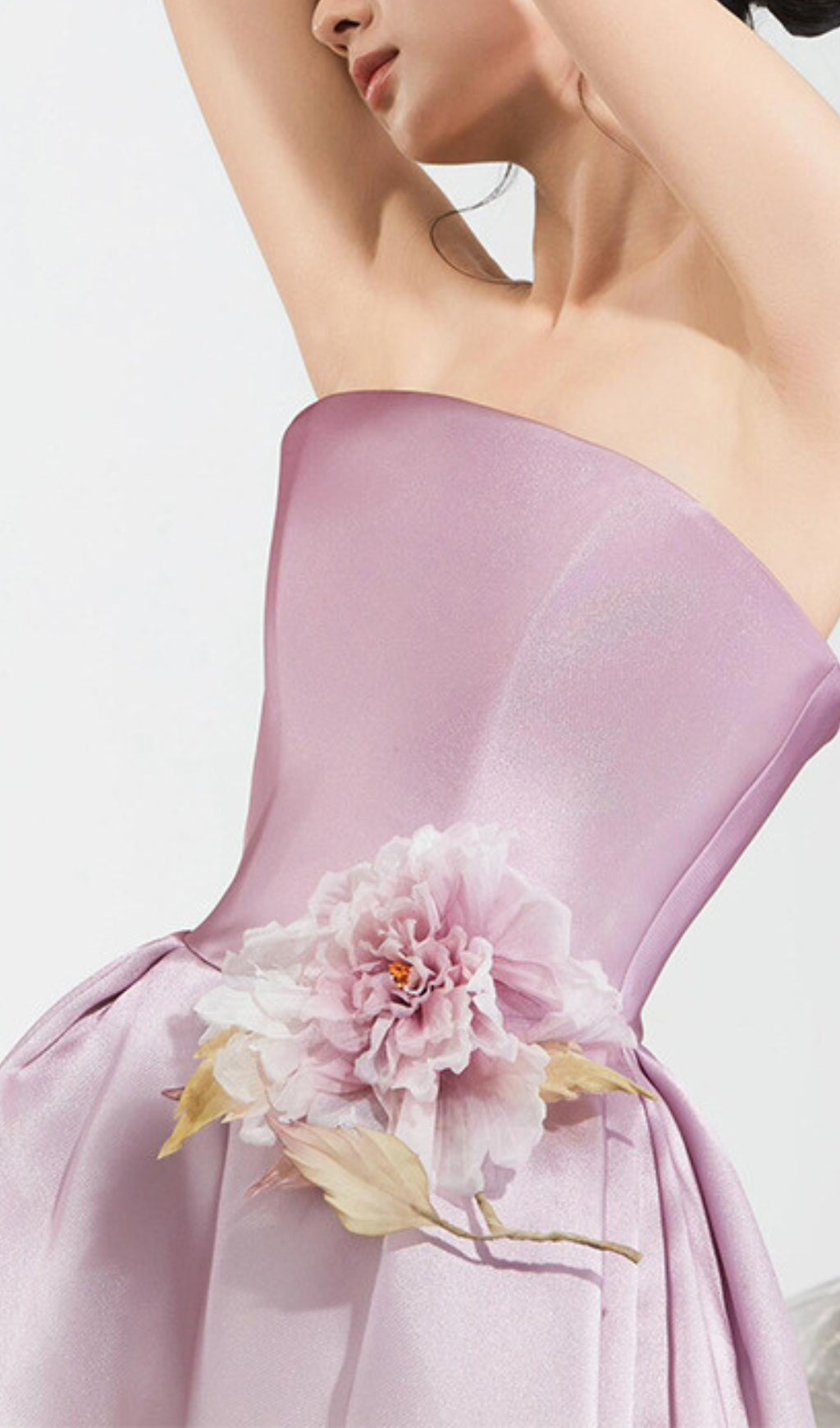 Biddy Pink Strapless Flower Gown