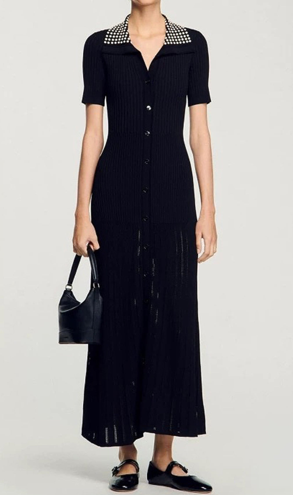 Eliana Lapel Knit Maxi Dress