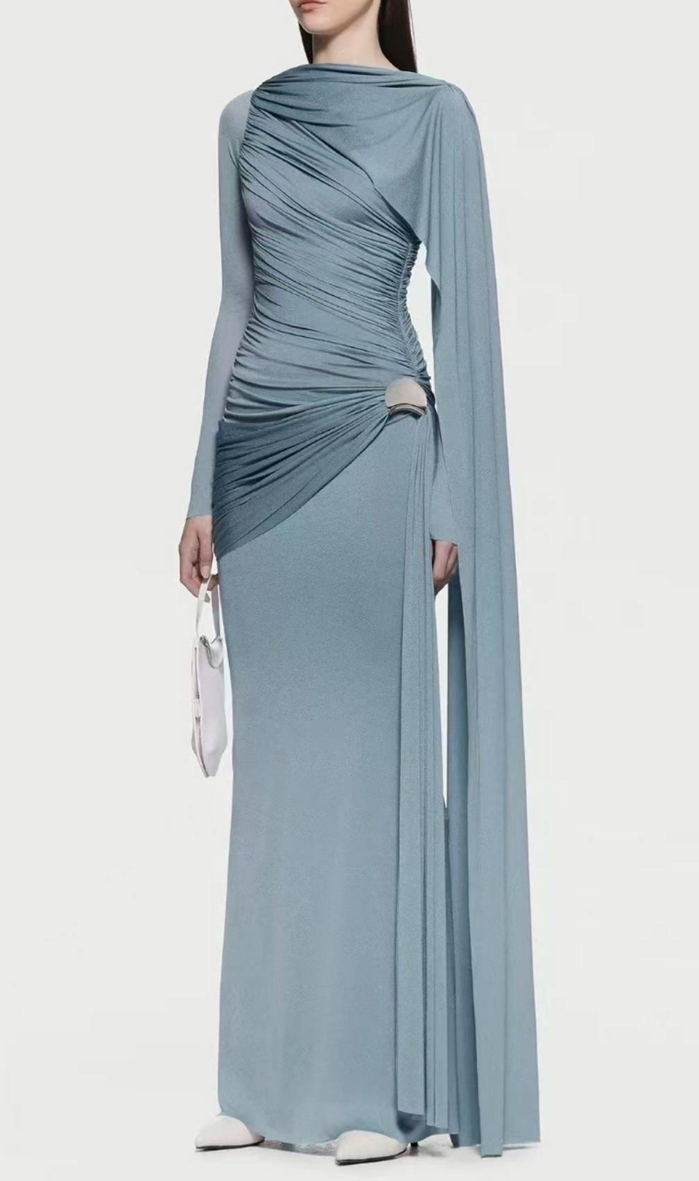 Hanayo Ruched Long Sleeve Maxi Dress