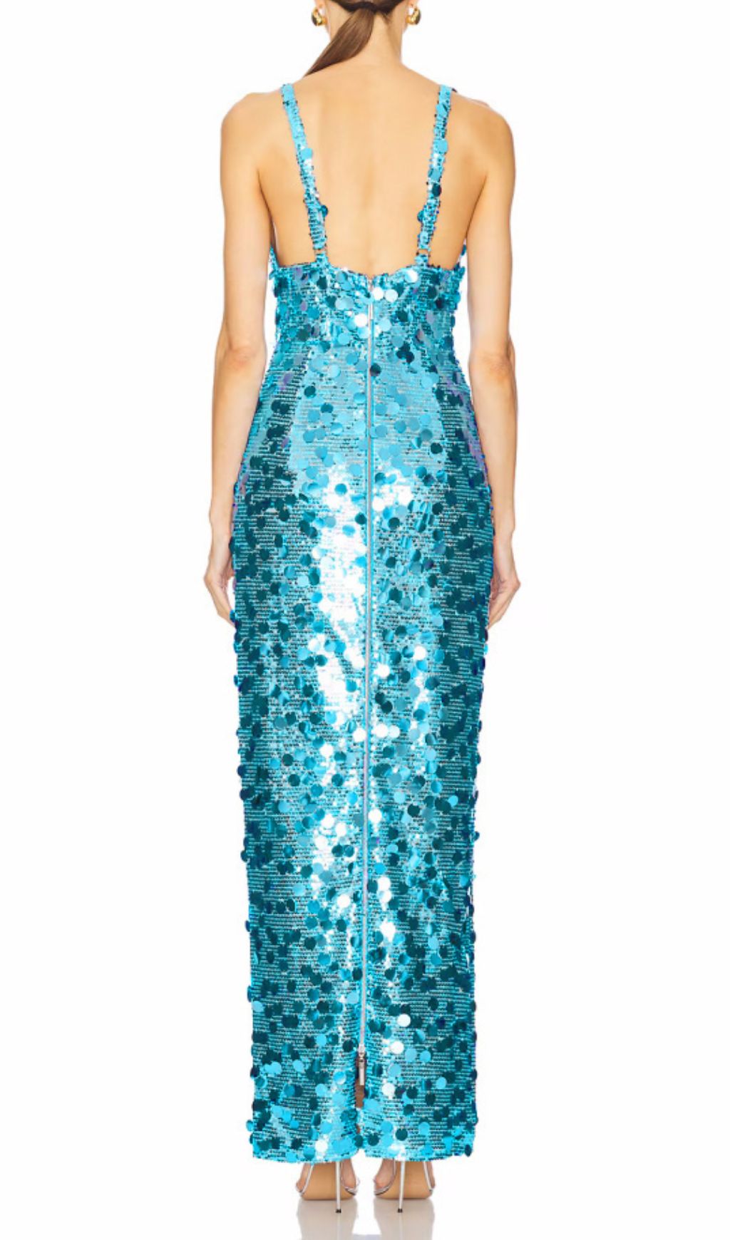 Hannah Blue V-Neck Sequin Maxi Dress