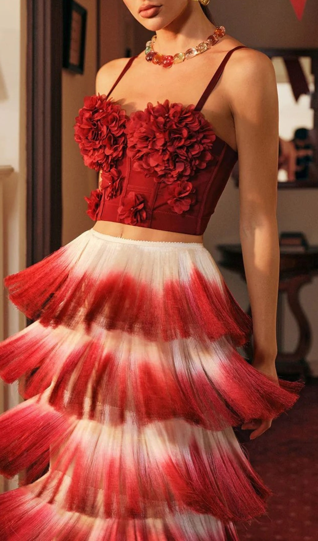 Cherlin Red Flower Top