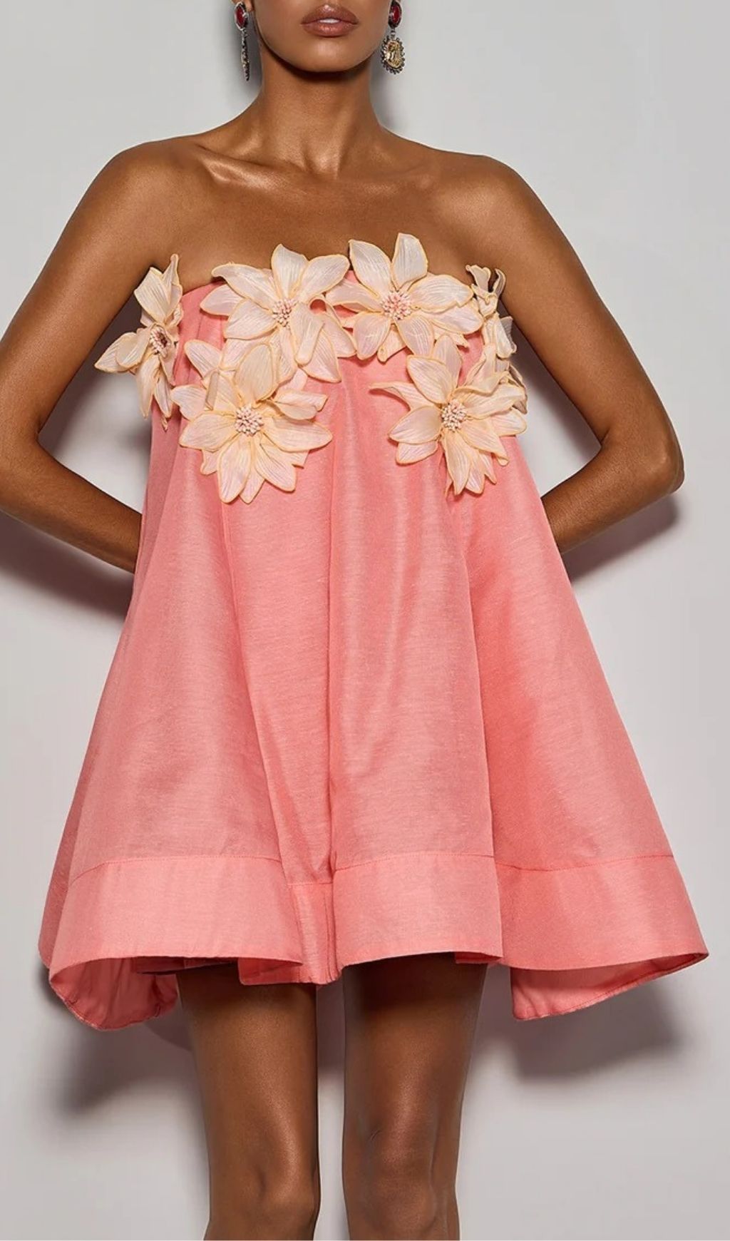 Gratho Coral Blossom Strapless Mini Dress | Summer Elegance