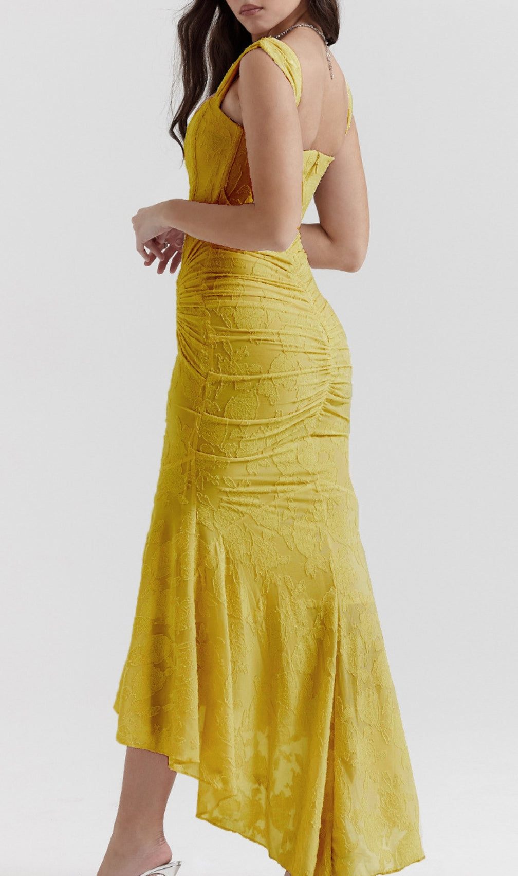 Anaëlle Yellow Floral Corset Maxi Dress