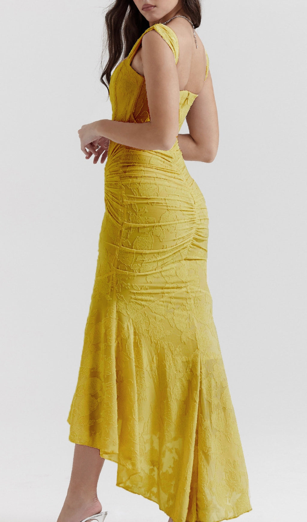 Anaëlle Yellow Floral Corset Maxi Dress