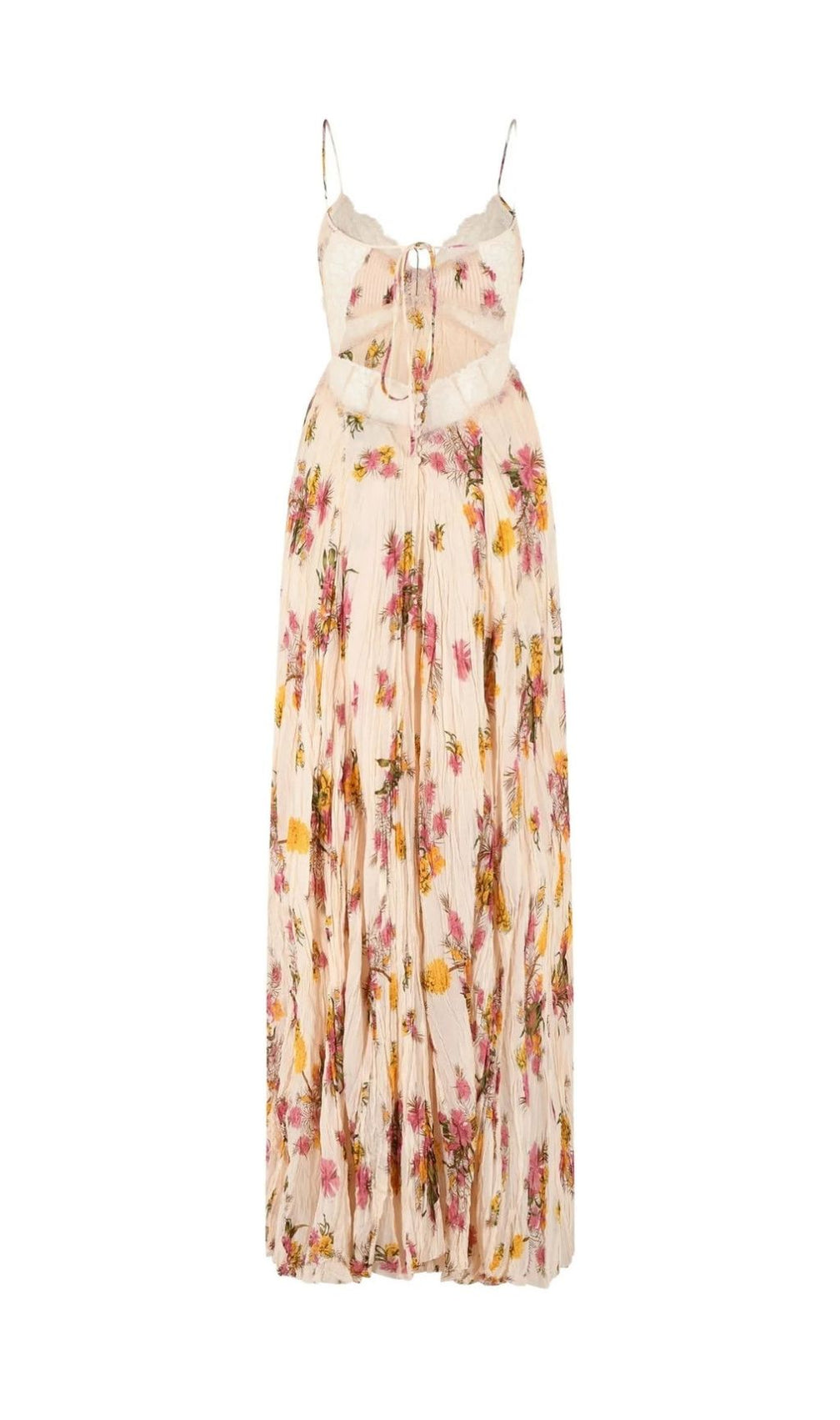 Khloe Romantic Floral & Lace Pleated Maxi Dress - Effortless Elegance