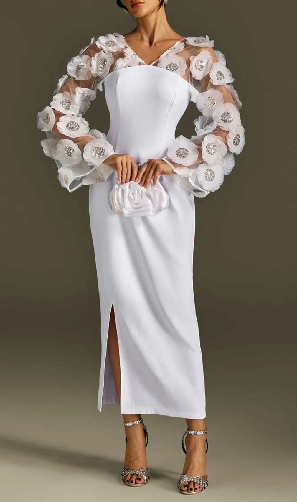 Rosaire Glimmering Floral Sequin Maxi Dress - Elegant Evening Gown