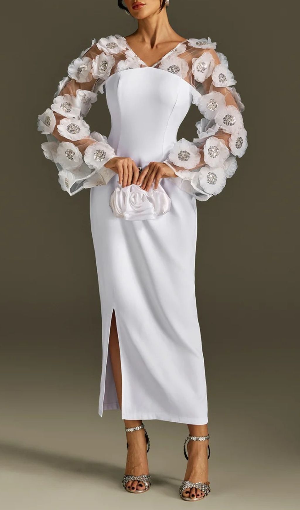 Rosaire Glimmering Floral Sequin Maxi Dress - Elegant Evening Gown