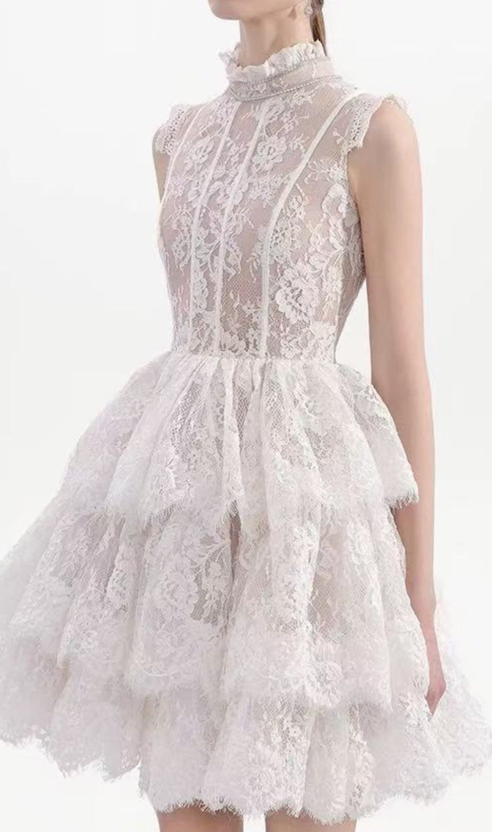 Estevão White Lace Mini Dress