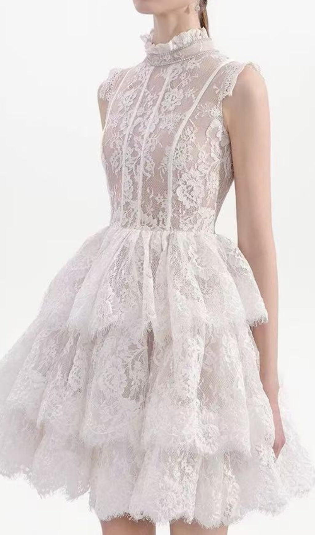 Estevão White Lace Mini Dress