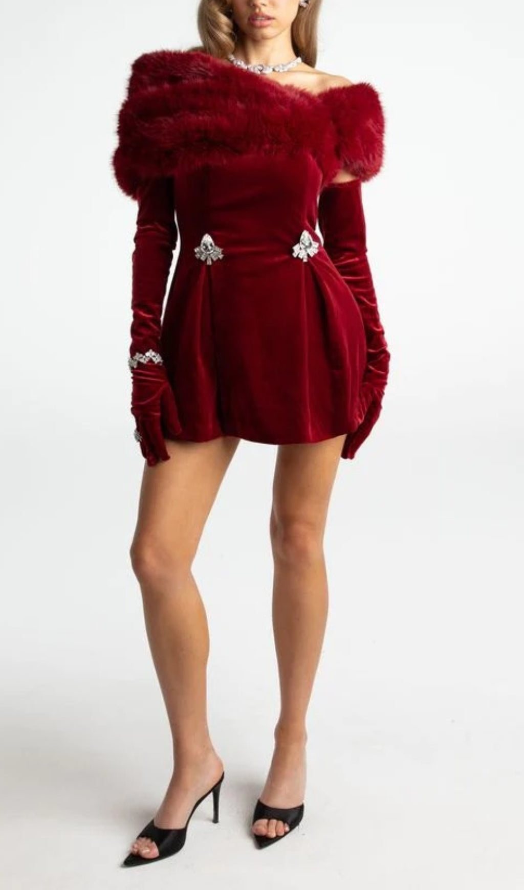 Ainhoa Red Velvet Mini Dress