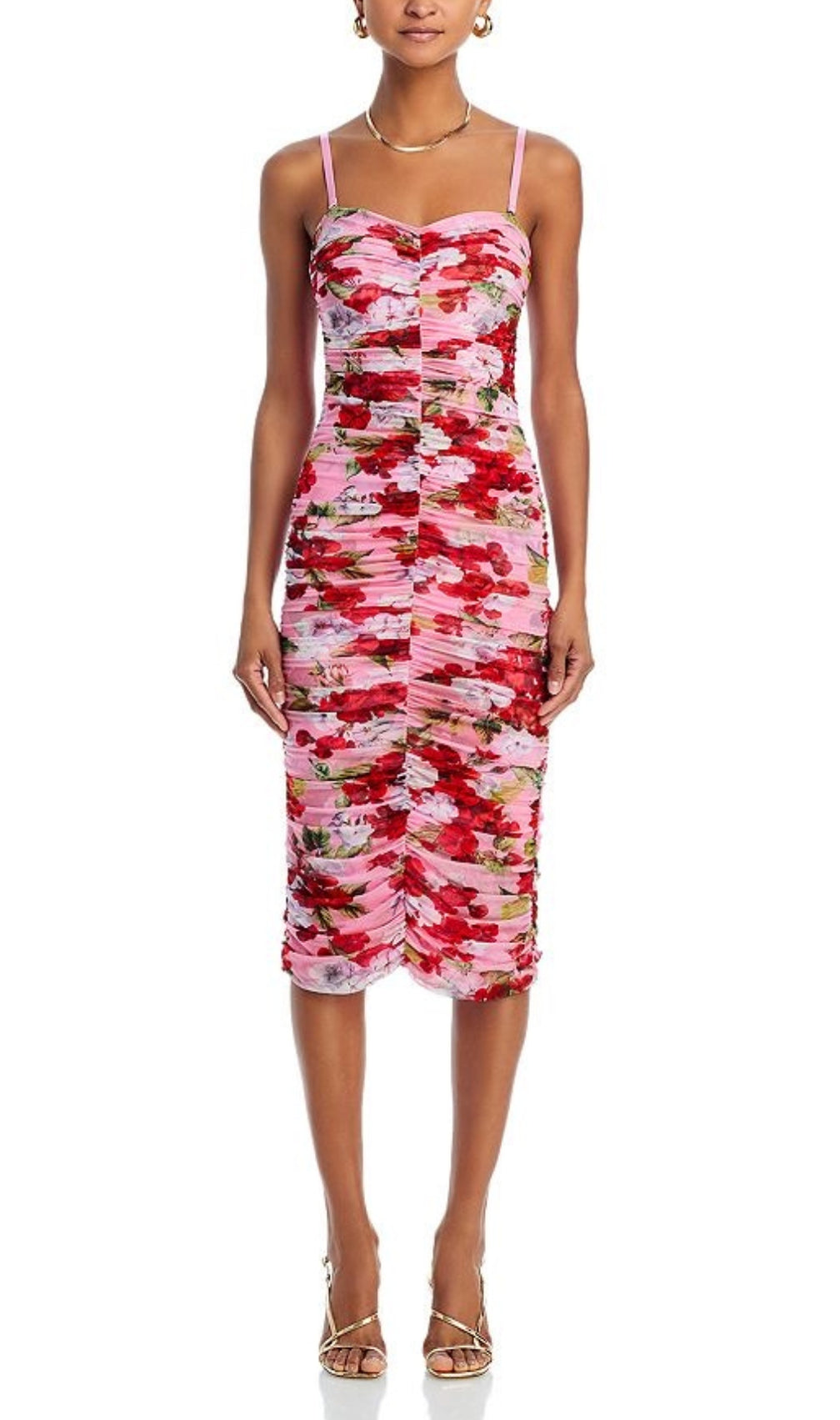 Baki Strapless Floral Ruched Midi Dress