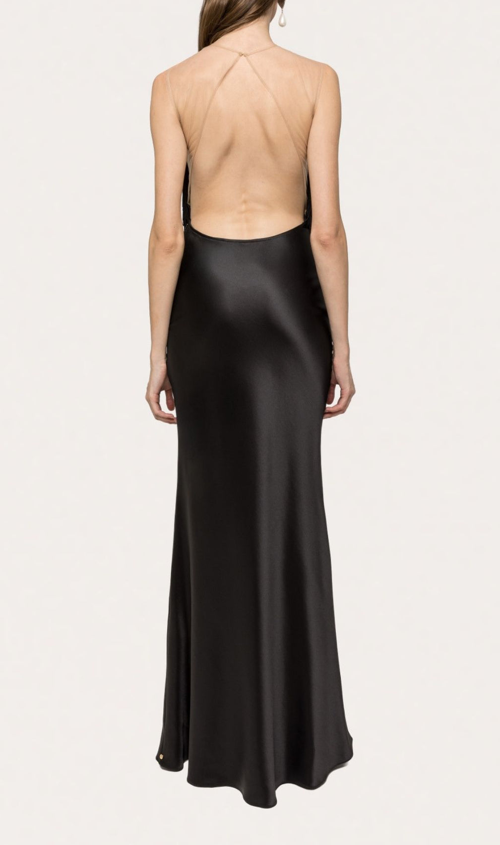 Katell Black Fringe Illusion Backless Maxi Dress | Women's Evening Gown