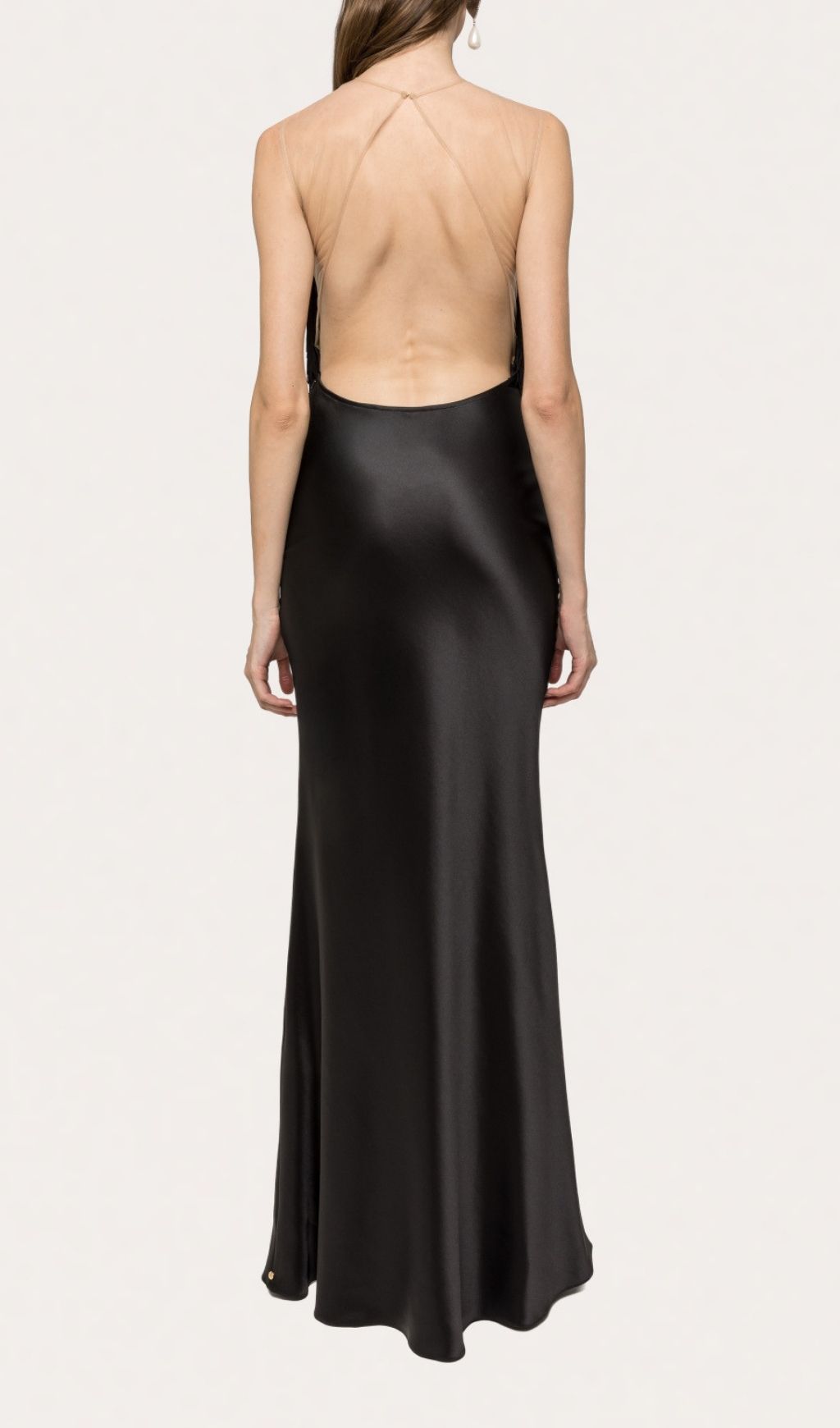 Katell Black Fringe Illusion Backless Maxi Dress | Women's Evening Gown