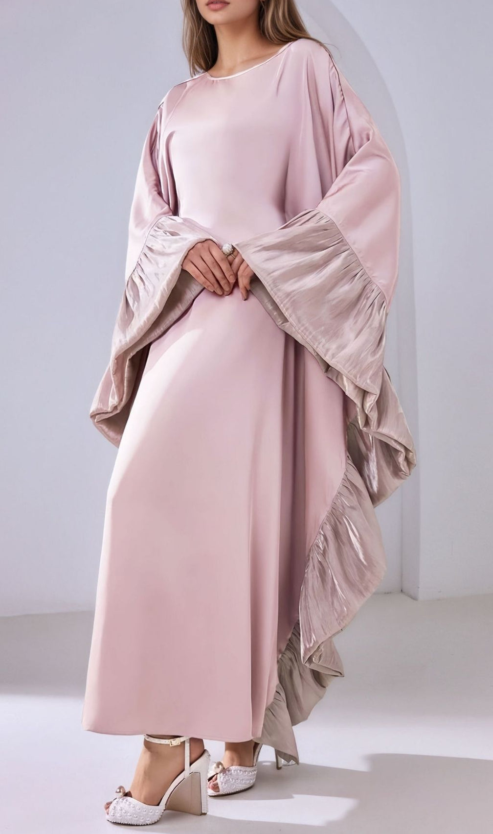 Kirklynn Pink Batwing Sleeve Maxi Dress