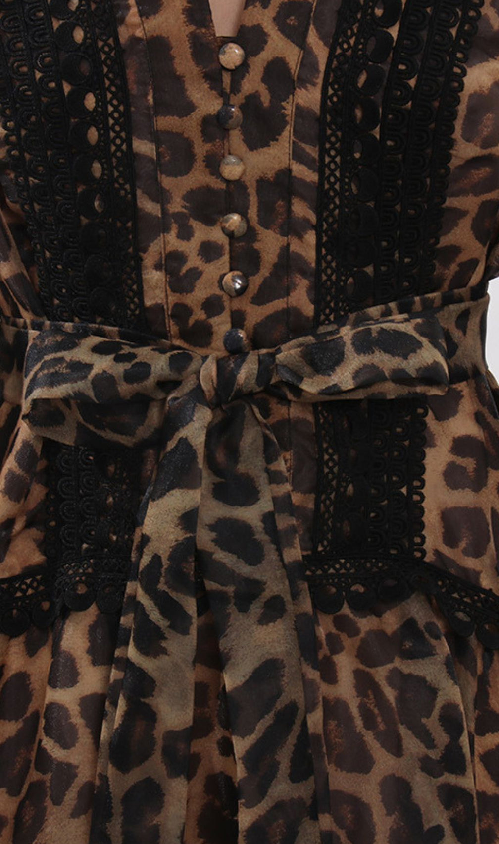 Jasna Women's Fierce Elegance Leopard Print Maxi Dress with Lace Trim