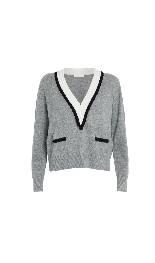 TWO TONE TRIM SWEATER