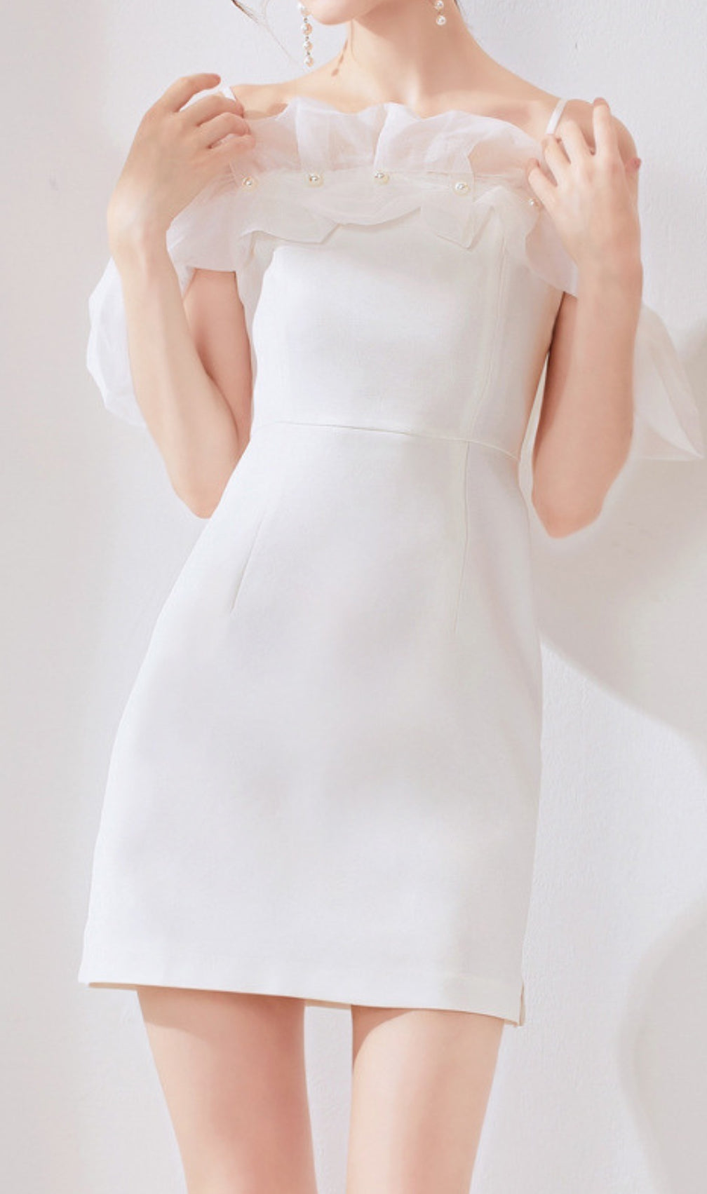 Domitia White Off-Shoulder Mini Dress