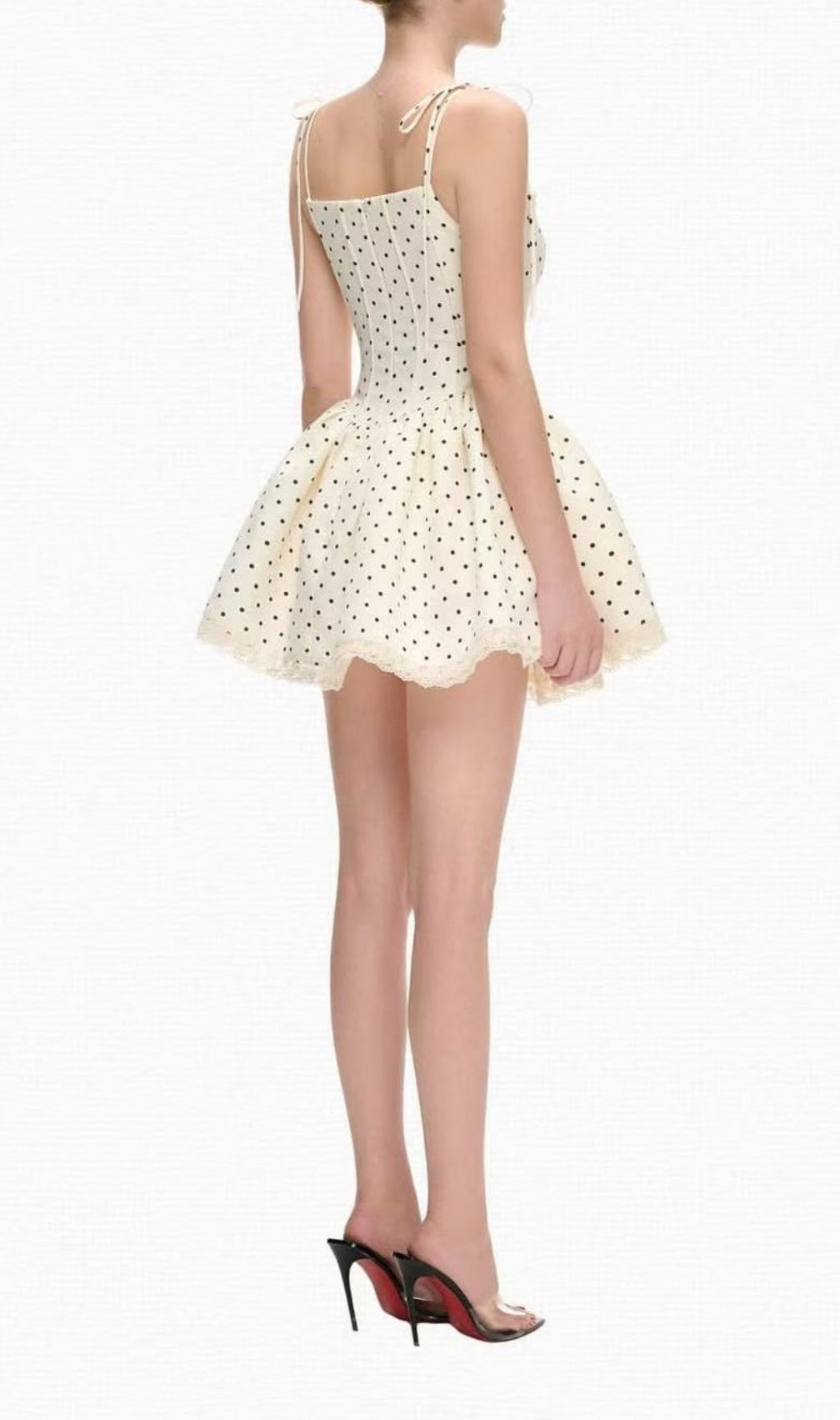 Katrien Polka Dot Corset Mini Dress | Chic Tie-Strap Ruffle Style