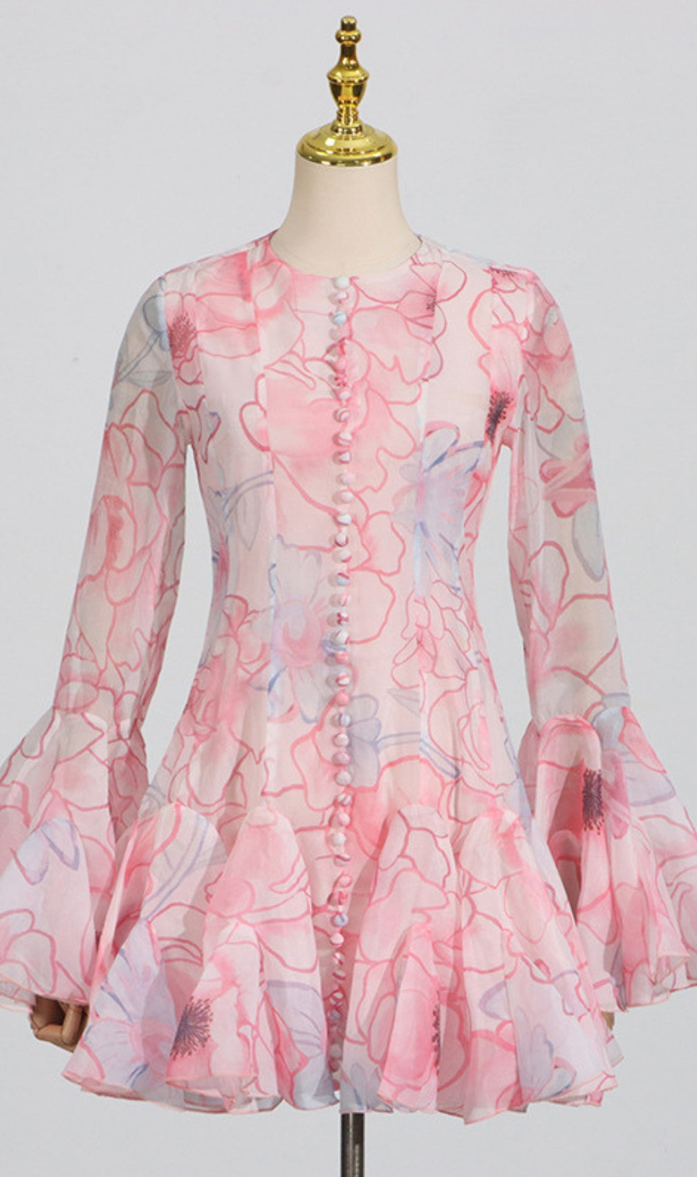 Elspeth Printed Long Sleeve Mini Dress