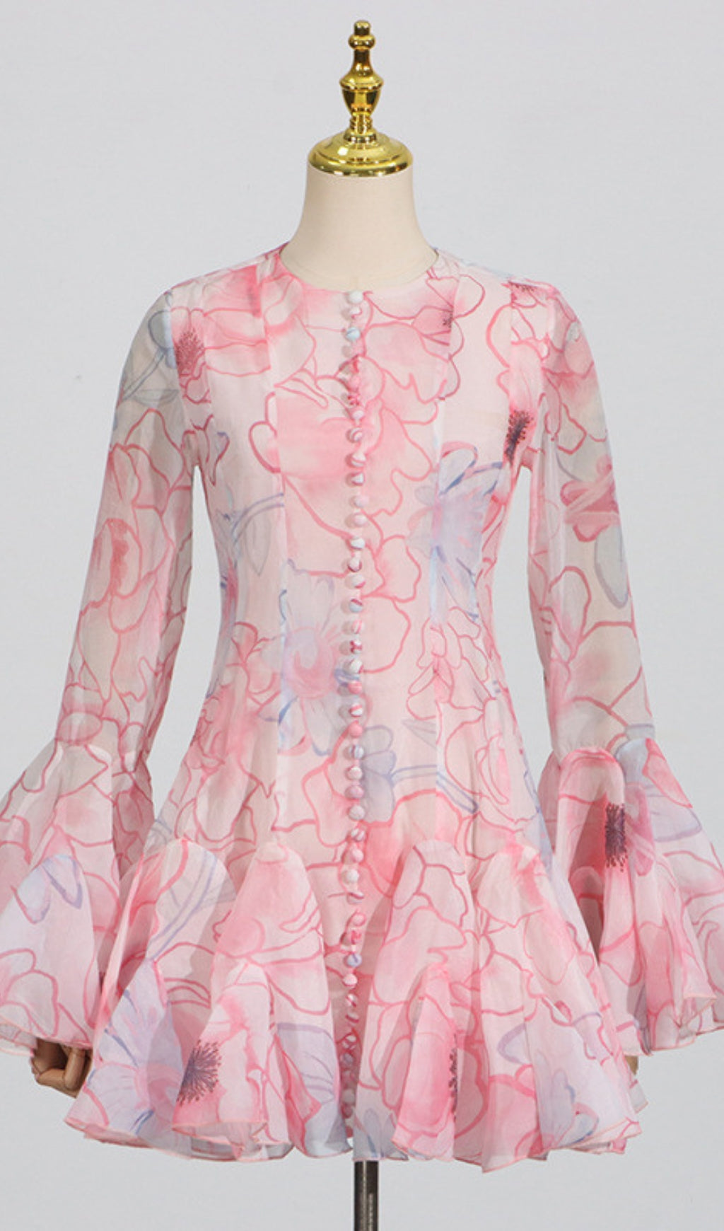 Elspeth Printed Long Sleeve Mini Dress