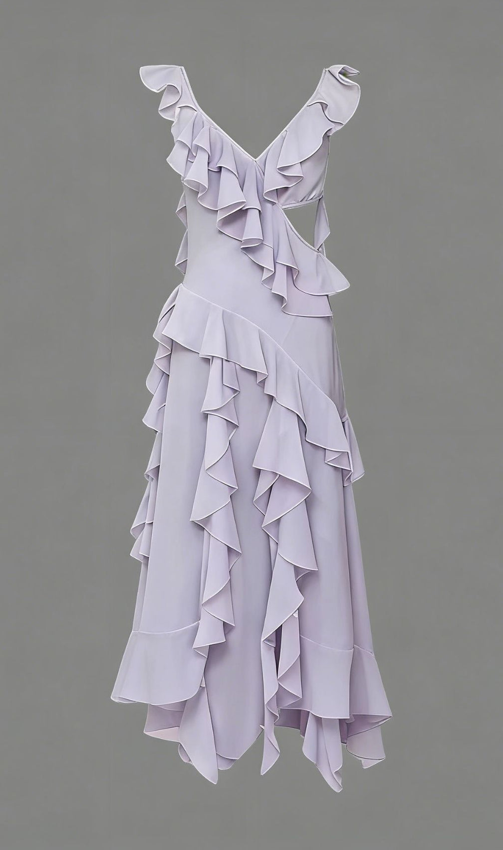 Kasandra Lavender Ruffle Cut-Out Maxi Dress