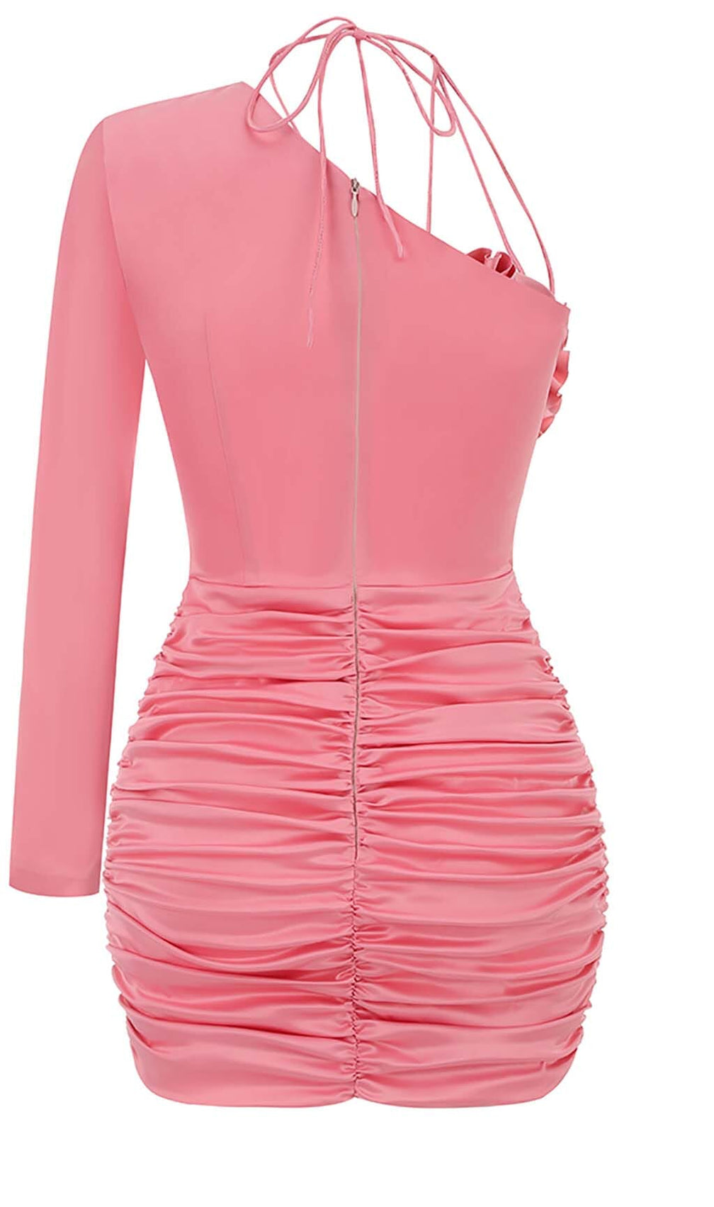Floral One Shoulder Satin Mini Dress In Pink