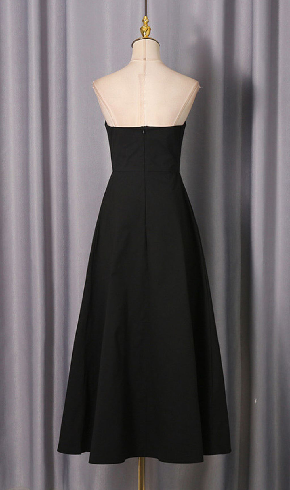 Jakub Black Strapless Button-Front Pant Dress