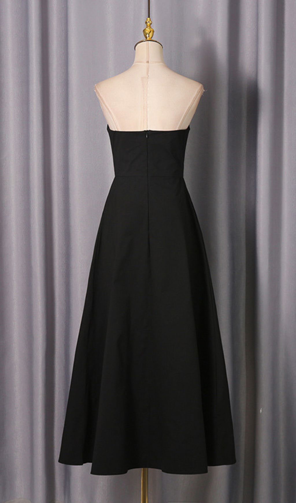 Jakub Black Strapless Button-Front Pant Dress