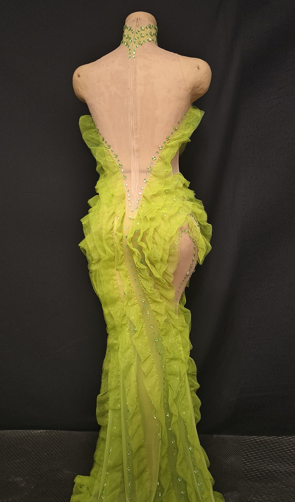 Jaela Yellow Diamante Ruffle Maxi Dress - Glamorous Strapless Gala Gown