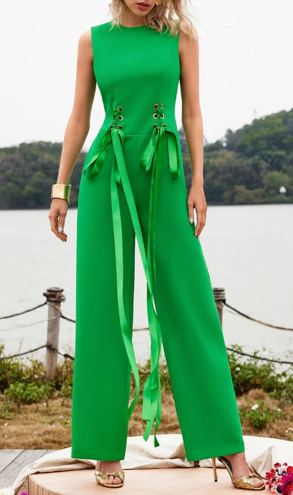 Addy Sleeveless Lacing Jumpsuit