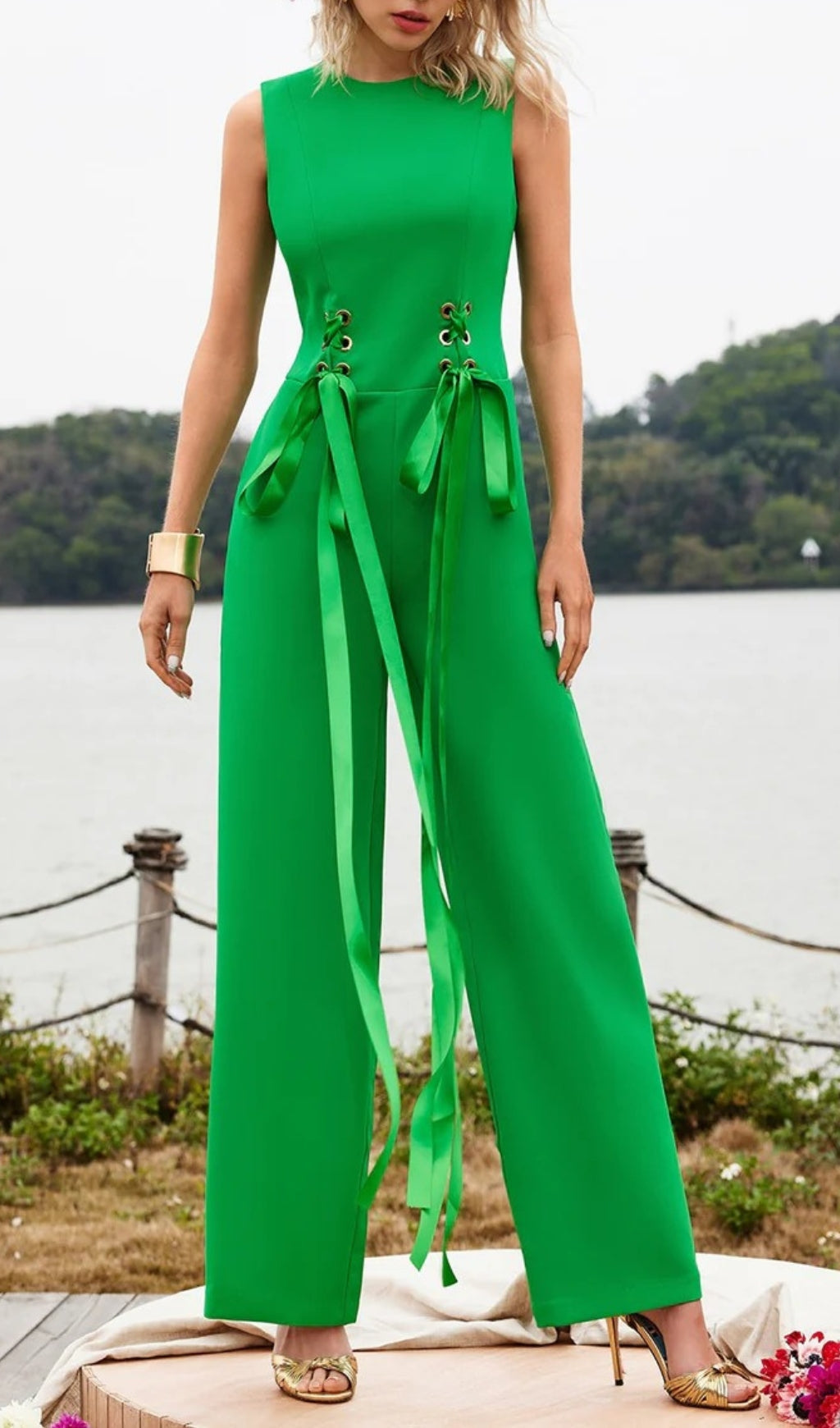 Addy Sleeveless Lacing Jumpsuit