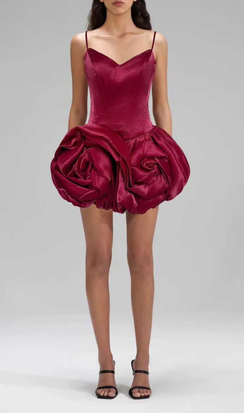 Isolina Blooming Rose Petal Strappy Mini Dress