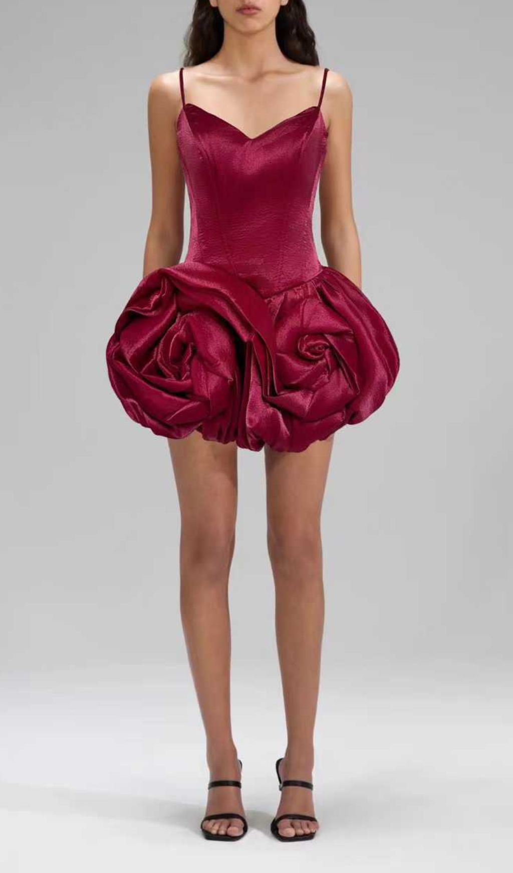 Isolina Blooming Rose Petal Strappy Mini Dress