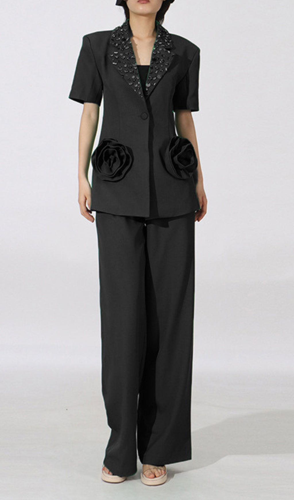 Enola Flower Diamond Blazer & Pants Set