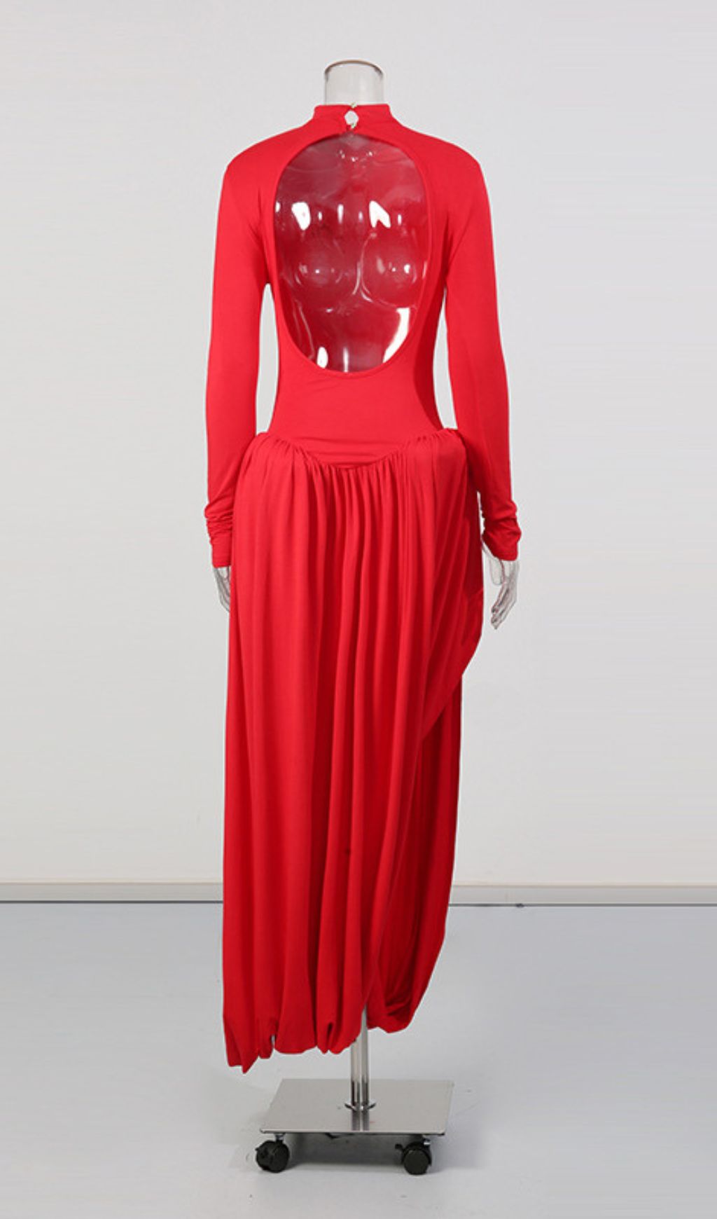 Javon Radiant Red Long Sleeve Maxi Dress - Elegant Evening Gown for Women