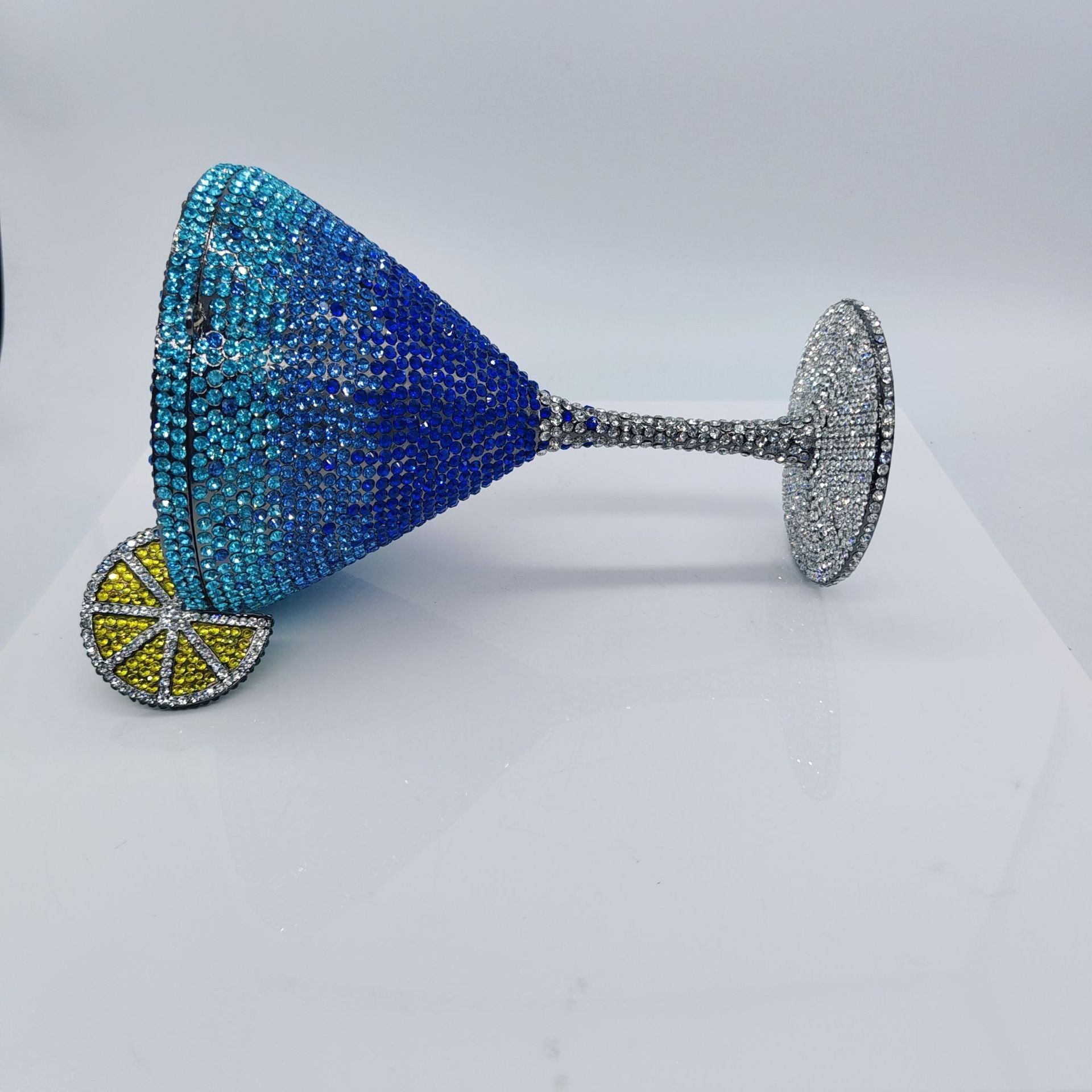 Garin Dazzling Blue Rhinestone Martini Glass Clutch | Sparkling Evening Bag for Women