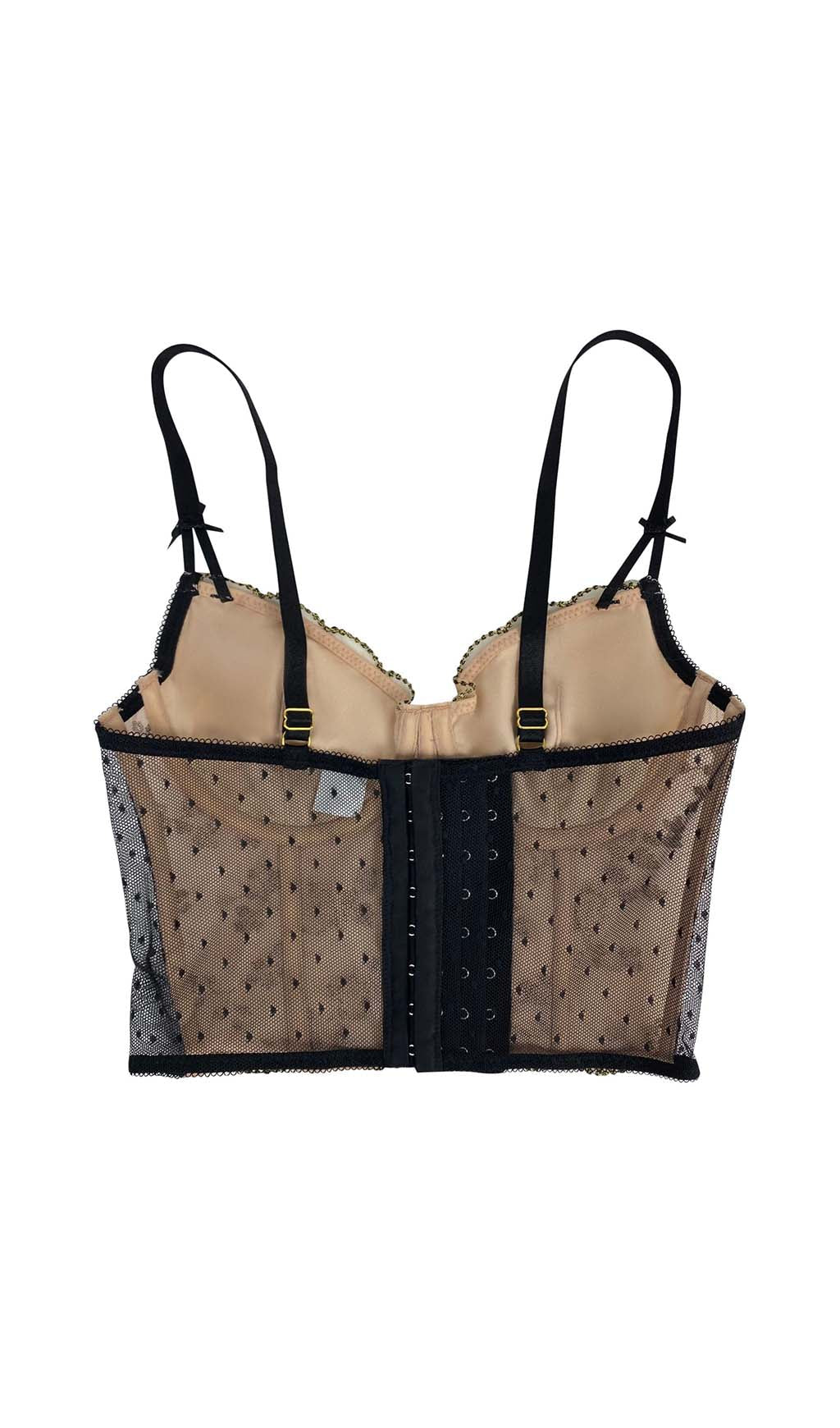 Corset Floral Cropped Top In Gray