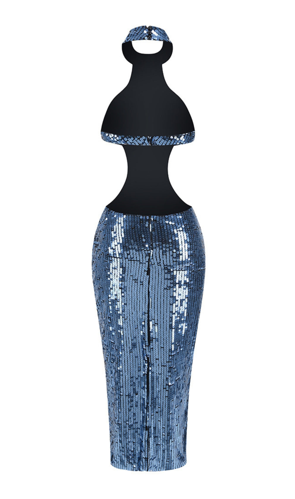 Barny Blue Halter Sequin Maxi Dress