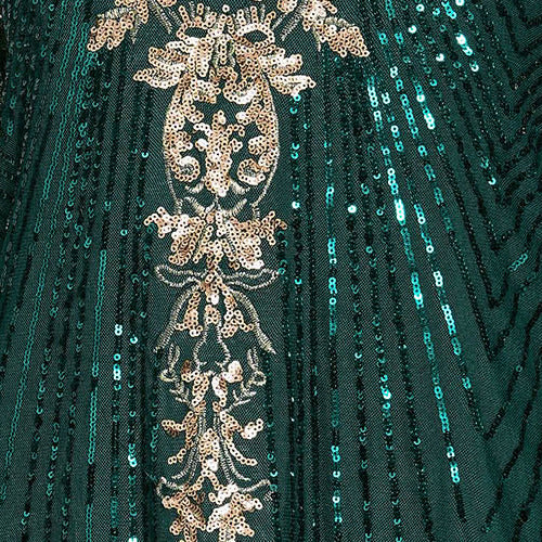 Crispina Green Sequin Long Sleeve Midi Dress