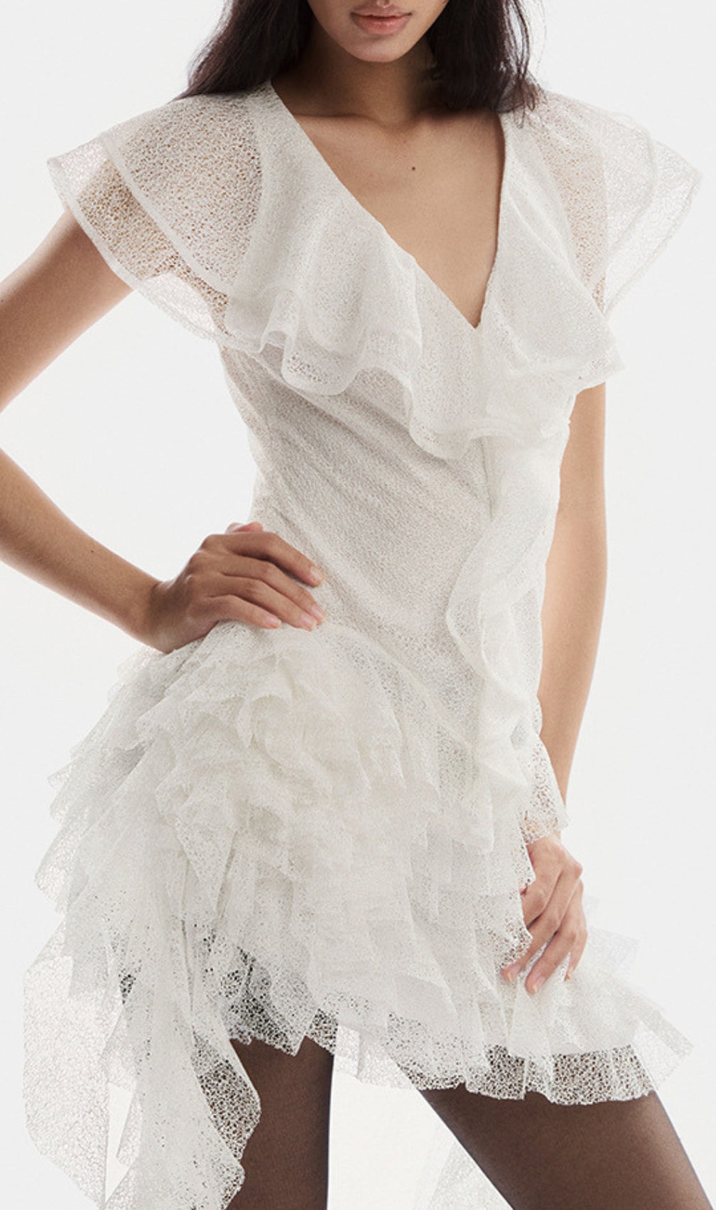Dorsey White Ruffle Mini Dress