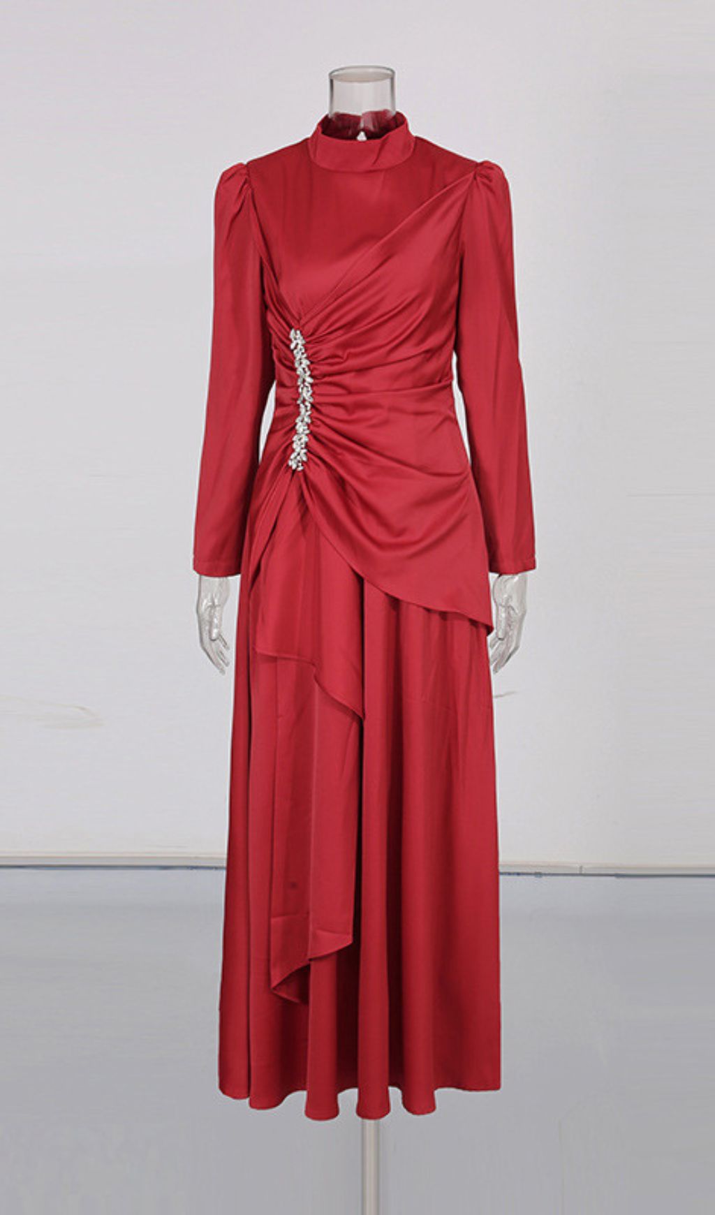 Glamorous Izdihar Brown Satin Diamante Maxi Dress for Special Occasions