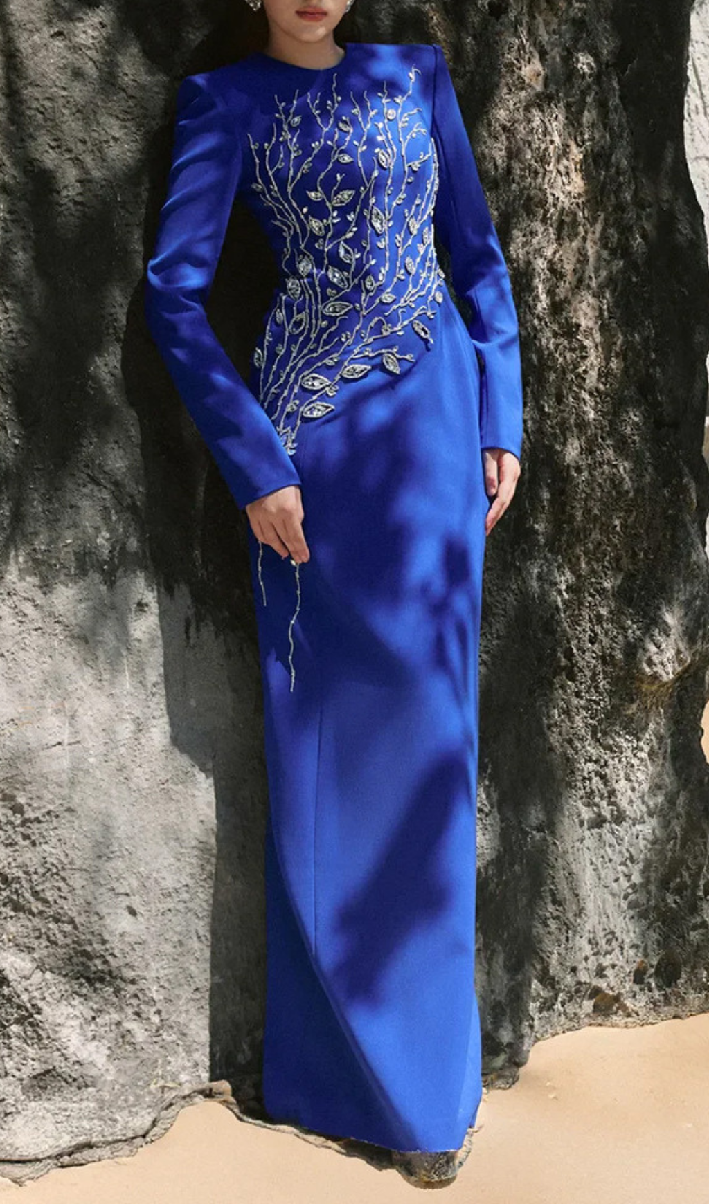 Gaiana Crystal Long Sleeve Maxi Dress