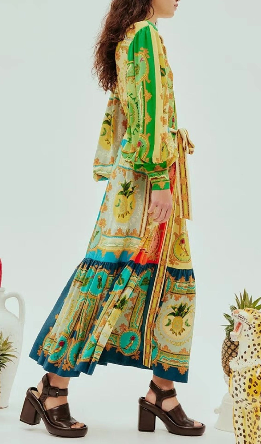 Eliseo Printed Long Sleeve Midi Dress