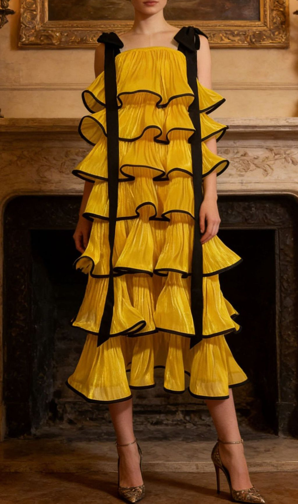 Jenneva Fuchsia Tiered Ruffle Maxi Dress - Elegant Bow Straps