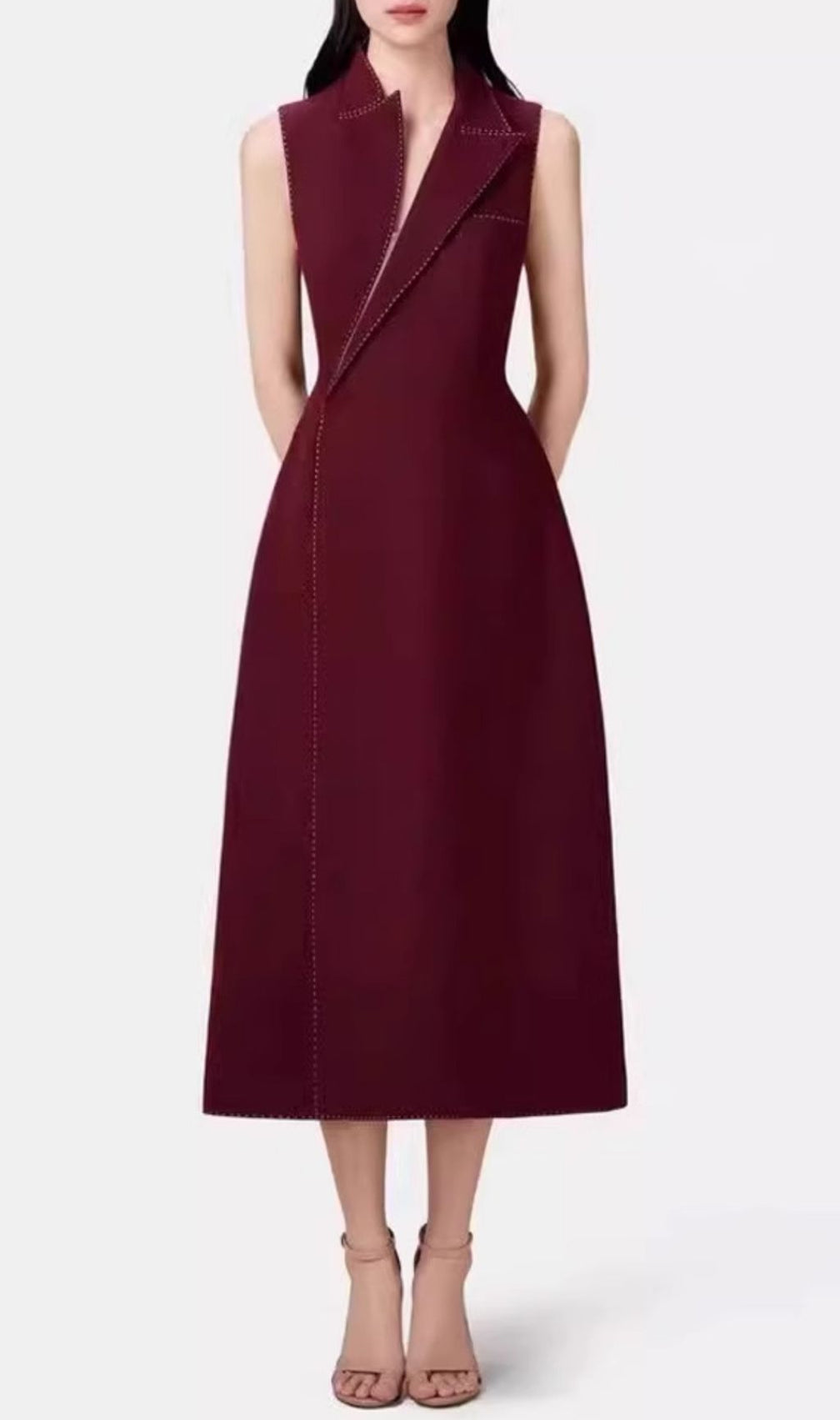 Galatea Sleeveless Irregular Midi Dress